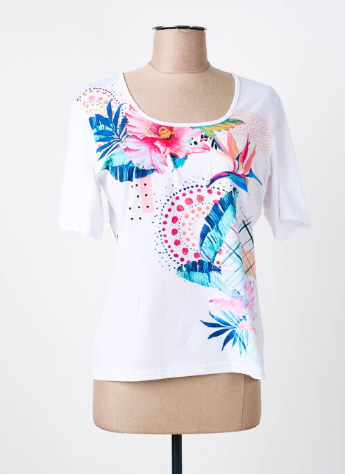 T-shirt imprimé fantaisie manches courtes blanc GUY DUBOUIS femme