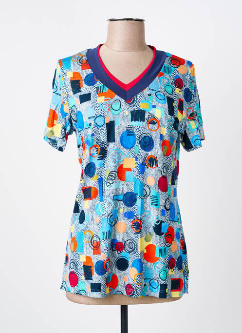 T-shirt imprimé fantaisie manches courtes bleu GUY DUBOUIS femme