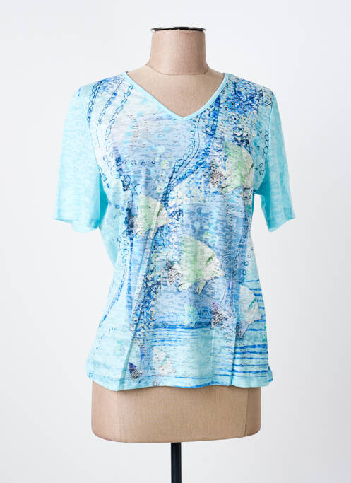 T-shirt imprimé fantaisie manches courtes bleu BARBARA LEBEK femme