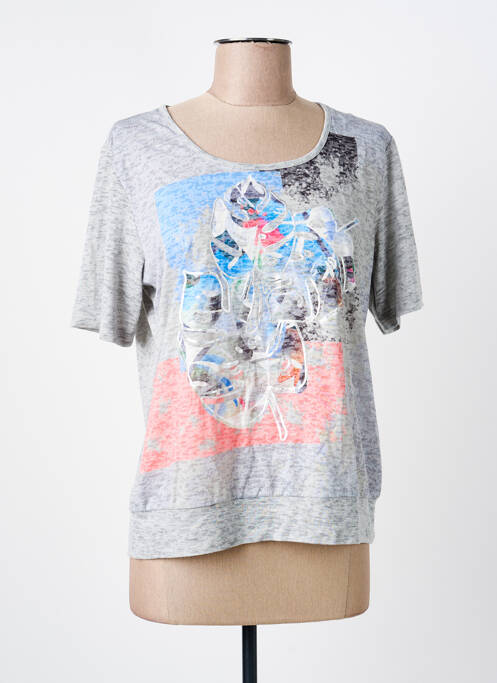 T-shirt imprimé fantaisie manches courtes gris FRANK WALDER femme