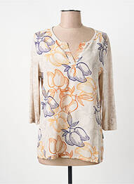 Blouse imprimé fantaisie manches 3/4 beige CAPUCCINO femme