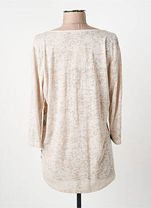 Blouse tissage popeline manches 3/4 beige CAPUCCINO femme