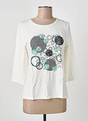T-shirt imprimé fantaisie manches 3/4 blanc BARBARA LEBEK femme