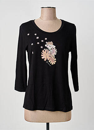 T-shirt sérigraphie avec strass manches 3/4 noir ANANKE femme