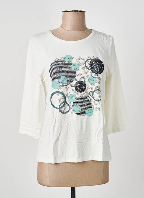 T-shirt imprimé fantaisie manches 3/4 blanc BARBARA LEBEK femme