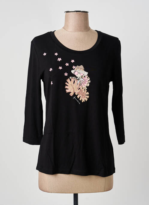 T-shirt sérigraphie avec strass manches 3/4 noir ANANKE femme