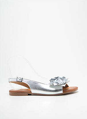 Sandales/nu pieds chiquet talon plat jusqu'à 3cm argent HEINE femme