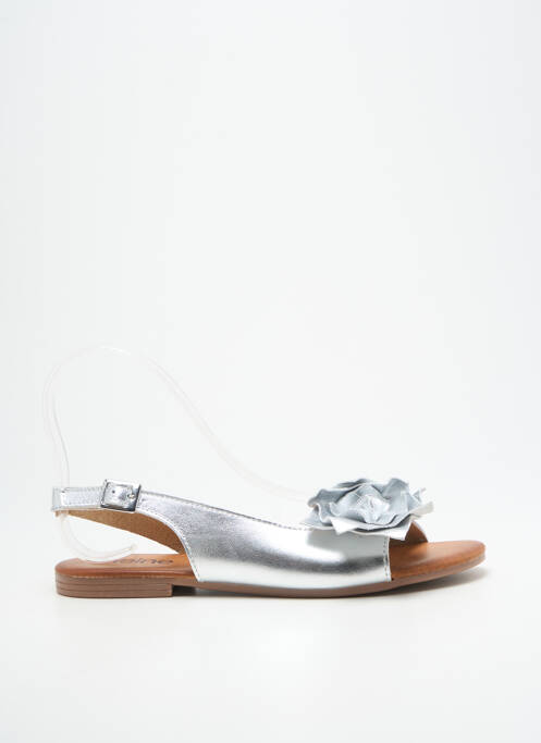 Sandales/nu pieds chiquet talon plat jusqu'à 3cm argent HEINE femme