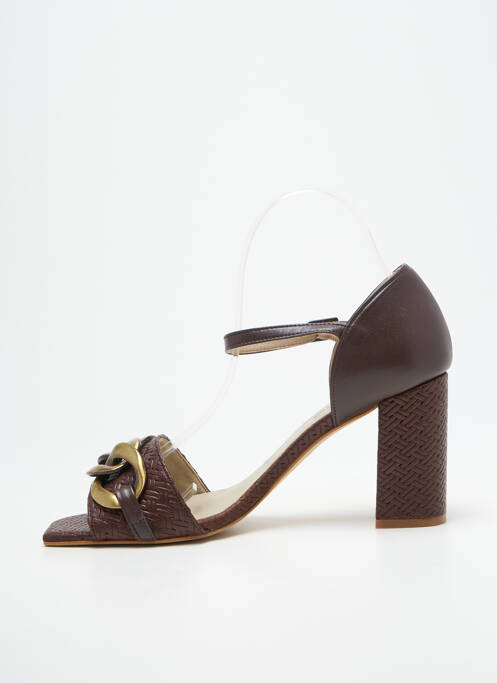 Sandales/nu pieds fermeture bride(s) talon de 7 à 9cm marron HEINE femme