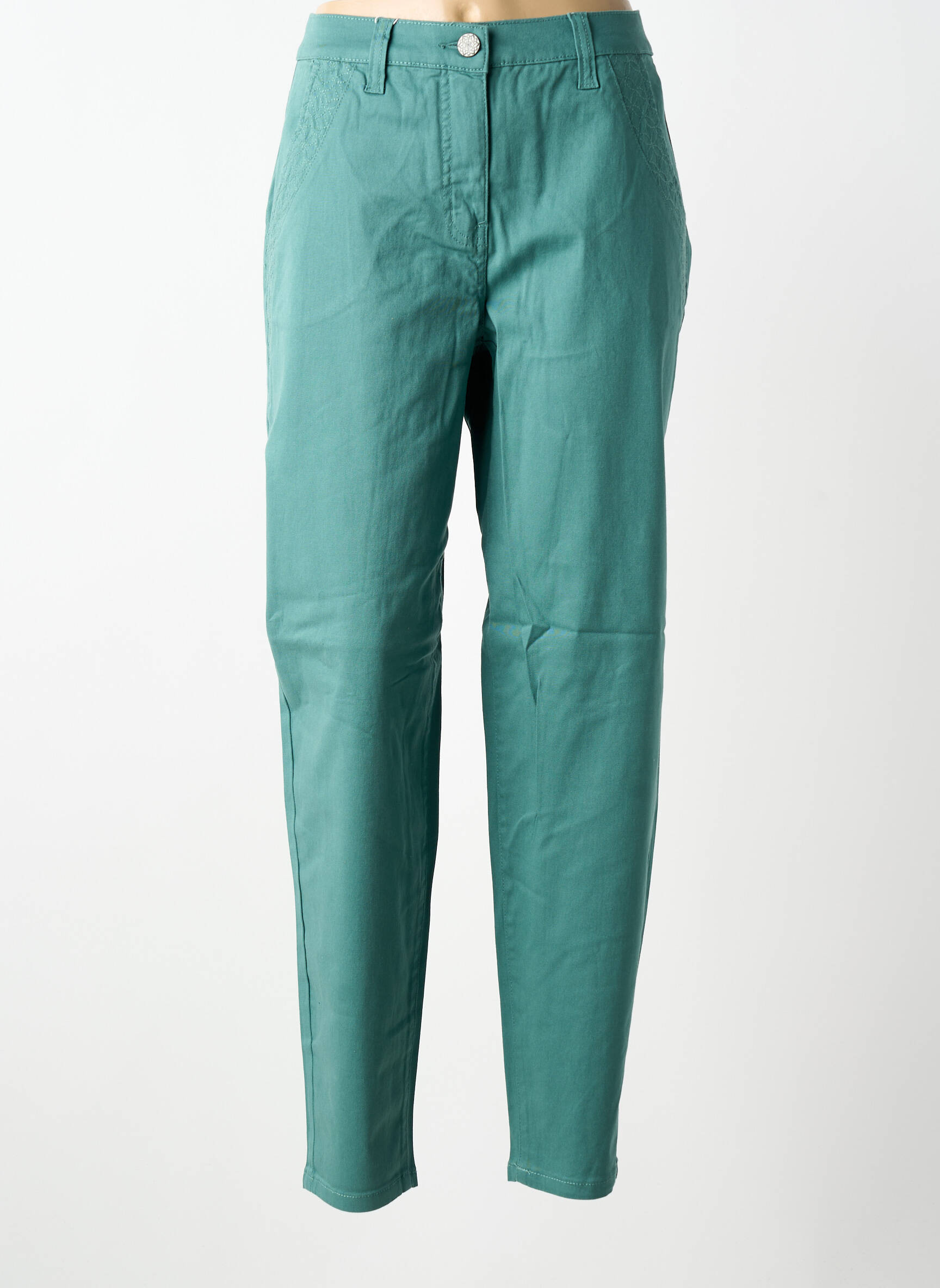 Pantalon slim tissage popeline taille normale vert SHEEGO femme