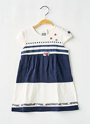 Robe mi-longue manches courtes manches courtes bleu ELLE EST OU LA MER fille