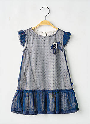 Robe mi-longue doublure manches courtes bleu BOBOLI fille