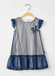 Robe mi-longue fermeture zippée au dos manches courtes bleu BOBOLI fille