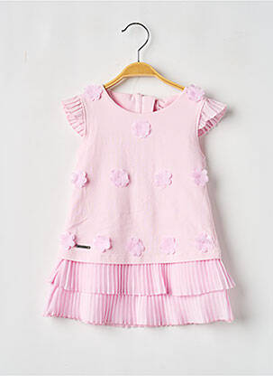 Robe mi-longue fermeture zippée au dos manches courtes rose BOBOLI fille