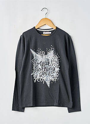 T-shirt coupe cintrée manches longues gris BOBOLI fille