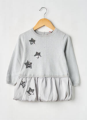 Robe mi-longue col rond manches longues gris BOBOLI fille