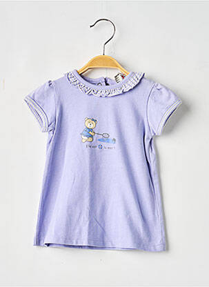 Polo stretch manches courtes violet ELLE EST OU LA MER fille