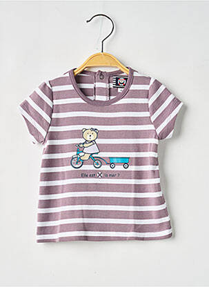 T-shirt coupe cintrée manches courtes violet ELLE EST OU LA MER fille