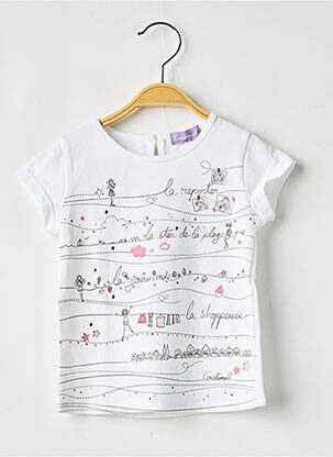 T-shirt fermeture boutonnée au dos manches courtes blanc COUDEMAIL fille