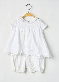 Combi-pantalon col rond manches courtes blanc COUDEMAIL fille