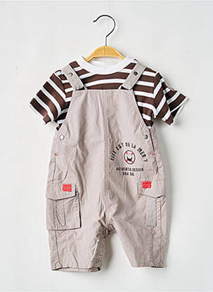 Ensemble pantalon fermeture pressionnée à l'entrejambe marron ELLE EST OU LA MER garçon