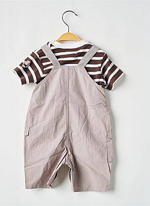 Ensemble pantalon fermeture pressionnée à l'entrejambe marron ELLE EST OU LA MER garçon