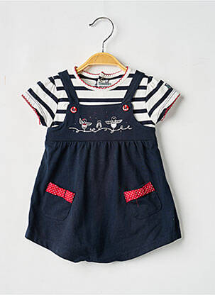 Robe mi-longue manches courtes manches courtes bleu ELLE EST OU LA MER fille