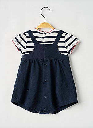 Robe mi-longue manches courtes manches courtes bleu ELLE EST OU LA MER fille