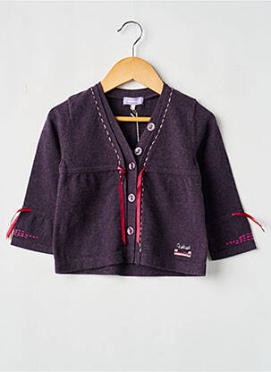 Gilet manches longues col v violet COUDEMAIL fille