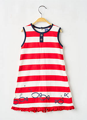 Robe mi-longue rouge ELLE EST OU LA MER fille