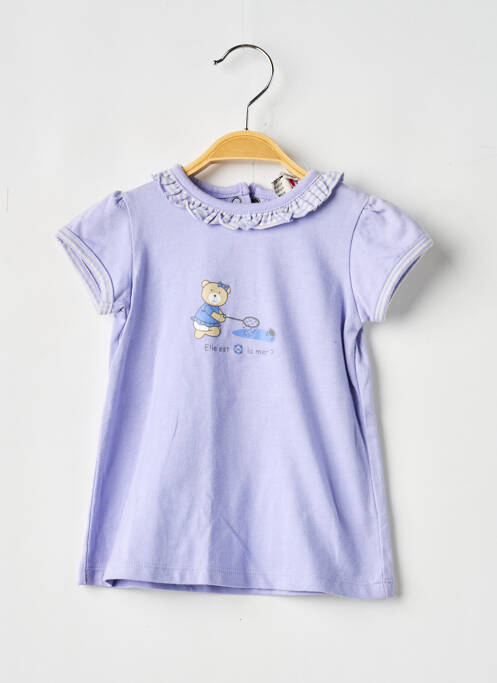 Polo stretch manches courtes violet ELLE EST OU LA MER fille