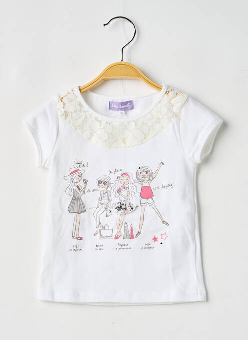 T-shirt coupe cintrée manches courtes blanc COUDEMAIL fille
