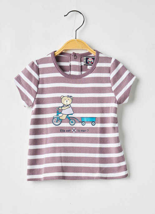 T-shirt coupe cintrée manches courtes violet ELLE EST OU LA MER fille