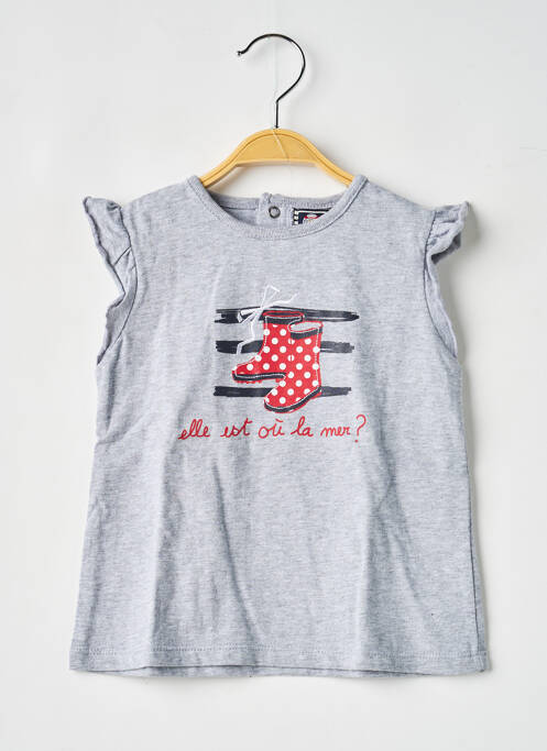 T-shirt stretch manches courtes gris ELLE EST OU LA MER fille