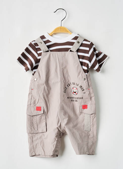 Ensemble pantalon fermeture pressionnée à l'entrejambe marron ELLE EST OU LA MER garcon