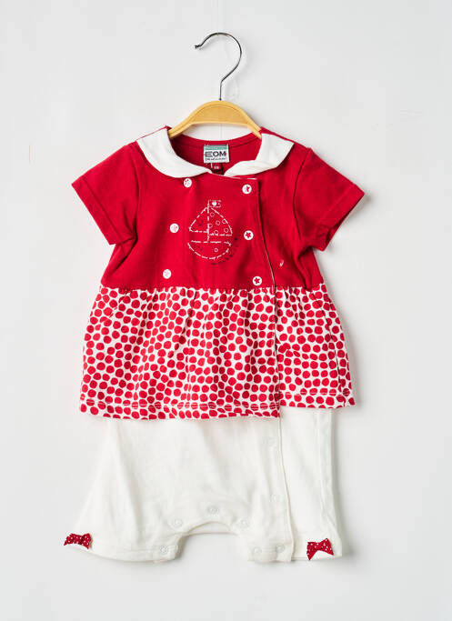 Combi-pantalon fermeture pressionnée à l'entrejambe manches courtes rouge ELLE EST OU LA MER fille