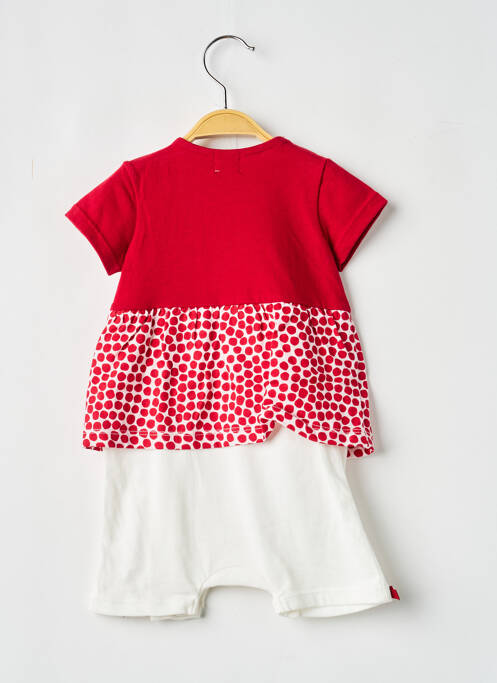 Combi-pantalon fermeture pressionnée à l'entrejambe manches courtes rouge ELLE EST OU LA MER fille