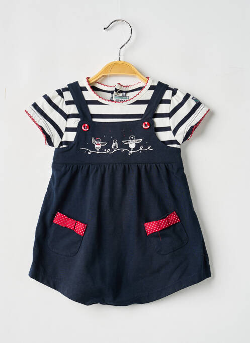 Robe mi-longue manches courtes manches courtes bleu ELLE EST OU LA MER fille