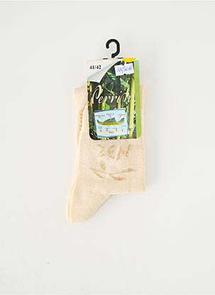 Chaussettes imprimé fantaisie beige PERRIN femme