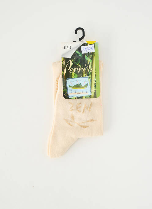 Chaussettes imprimé fantaisie beige PERRIN femme