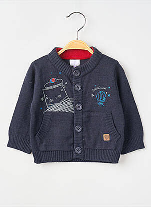 Gilet manches longues col rond bleu COUDEMAIL garçon