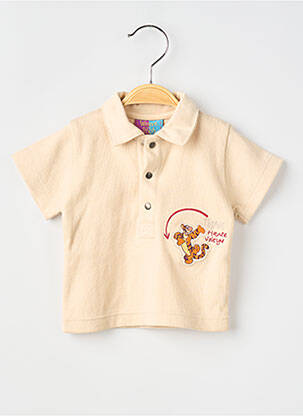 Polo fermeture pressionnée manches courtes beige WINNIE THE POOH garçon