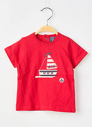 T-shirt fermeture pressionnée manches courtes rouge ELLE EST OU LA MER garçon