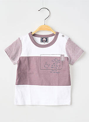 T-shirt stretch manches courtes blanc ELLE EST OU LA MER garçon