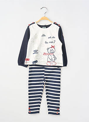 Ensemble pantalon broderie bleu ELLE EST OU LA MER fille