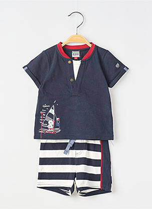 Ensemble short tissage jersey bleu ELLE EST OU LA MER garcon