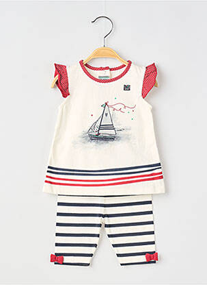 Ensemble pantalon type de haut t-shirt beige ELLE EST OU LA MER fille