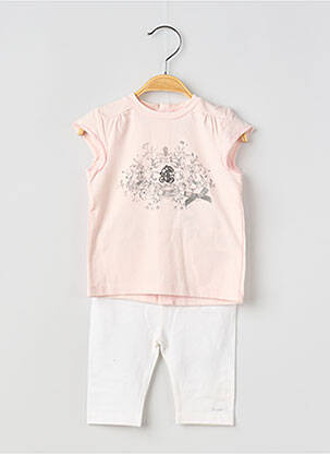 Ensemble pantalon type de haut t-shirt rose COUDEMAIL fille