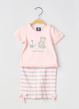 Ensemble pantalon type de haut t-shirt rose ELLE EST OU LA MER fille