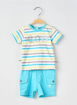 Ensemble short poches bleu ELLE EST OU LA MER garçon